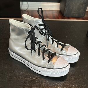 Converse Metallic Silver High-Top Sneakers
